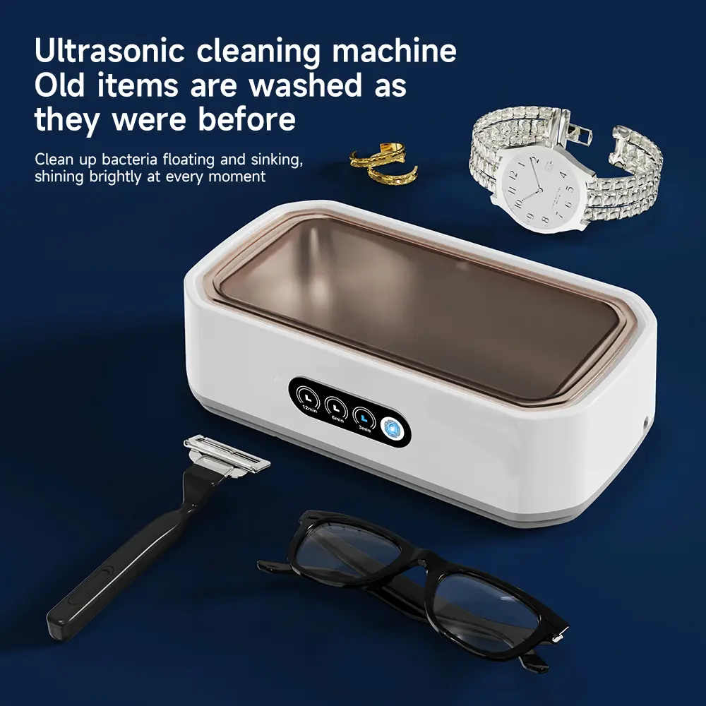 Real Ultrasonic Cleaner,49KHz, 650ml Professional Cleaning Machine for Watches, Jewelry, Glasses with 3 Timer Modes