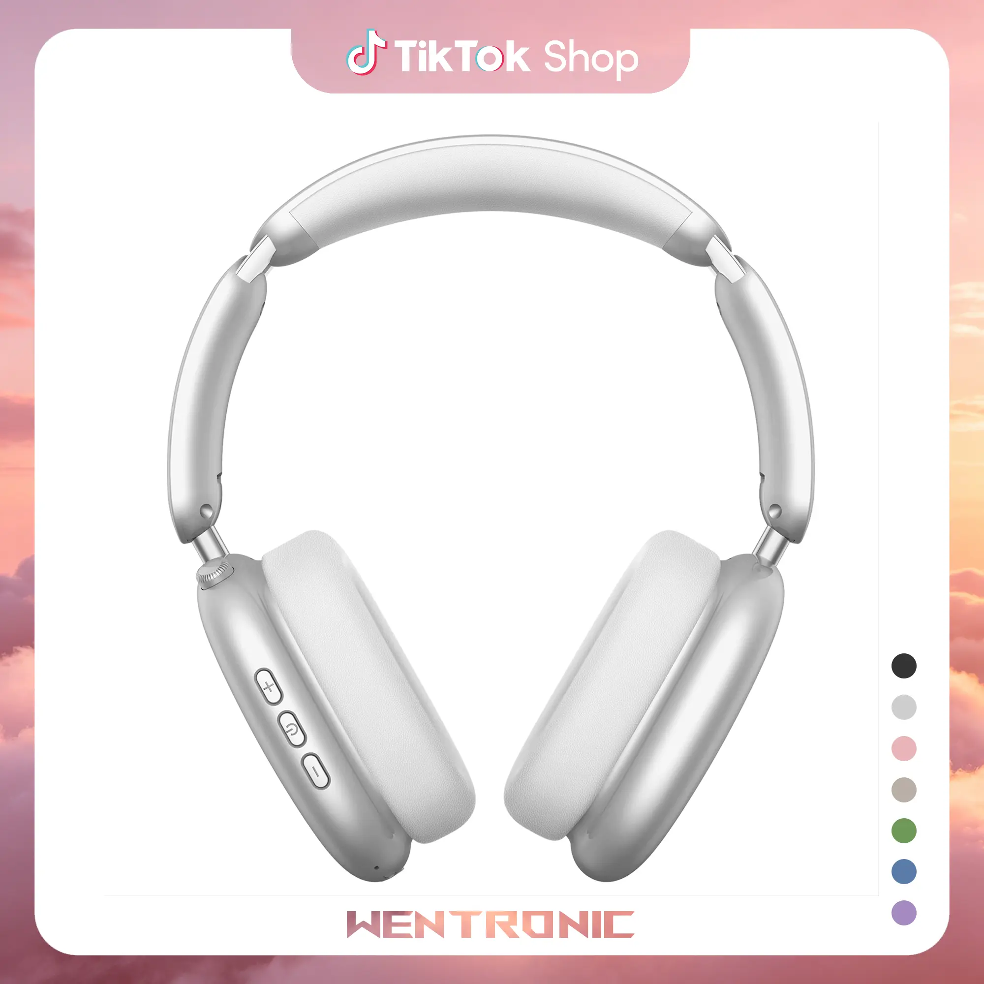 WENTRONIC Y02 Over-Ear Hybrid ANC Folding Headphones - Bluetooth Wireless Headphones, 60H Playtime, Hi-Res Audio, Soft Earpads, Built-in Mic, Phone Calls, Compatible with iOS/Android/PC, Over Ear Headphones