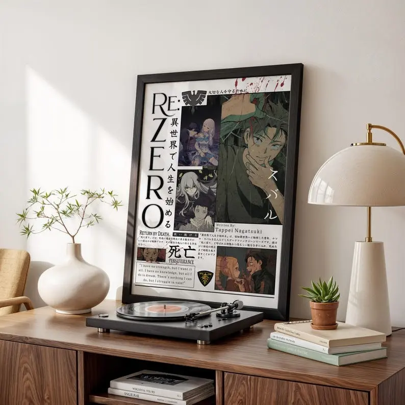 Subaru Natsuki Poster, Re:Zero Dark Fantasy Anime Wall Art, Japanese Decor for Study Room, Gift For Fans