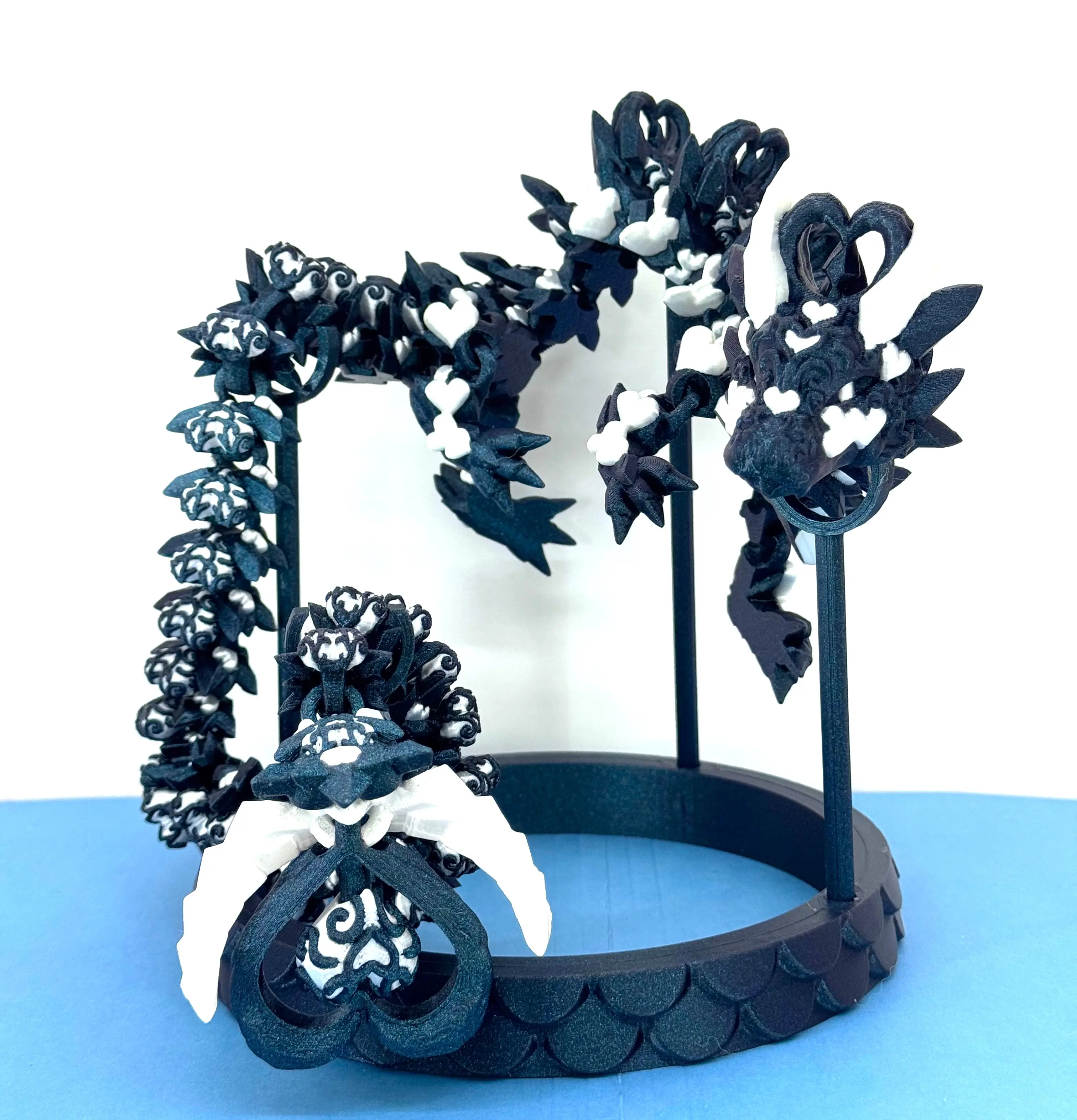 24" 3D Printed Dragon with Stand Articulated Heart Dragon Fidget ADHD Autism Toy Magical Nature Ornaments