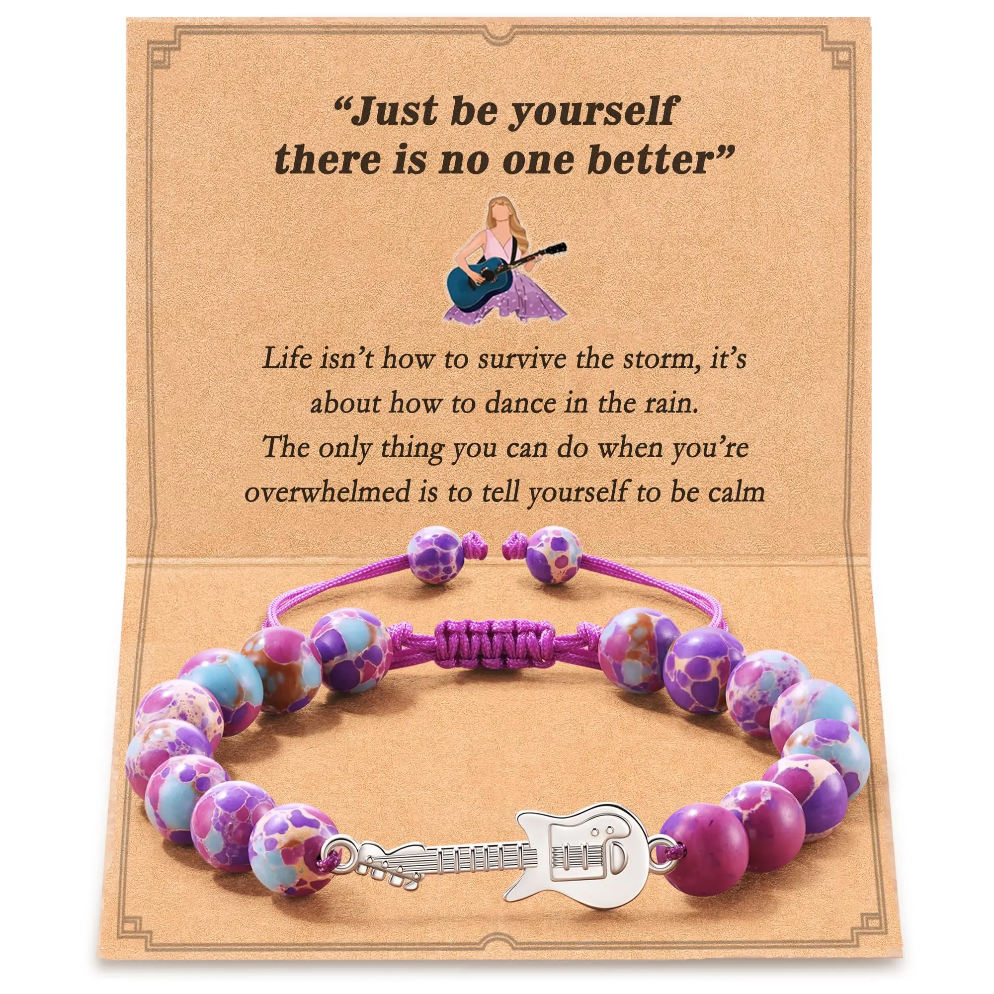 Quotes Guitar Bracelet Birthday Merch Gift, Inspired Jewelry Gifts for Fans Women Friends Teens