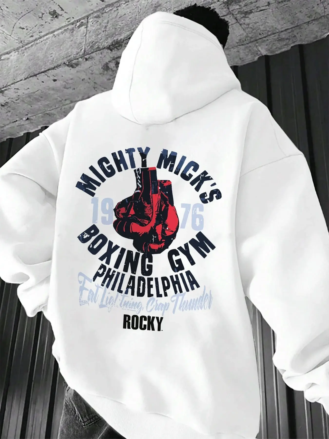 Tiktok Retro Movie Vibes Mighty Mick's Boxing Gym Hoodie, Classic Rocky Print, Vintage Style, Fitted Design, Spring & Fall Fashion, Sweatshirts