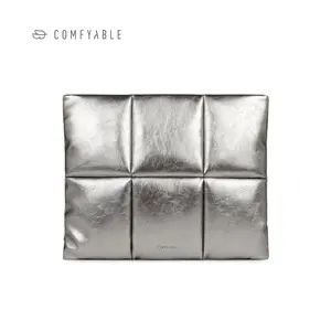 Comfyable Puffy Laptop Sleeve 13 14 Inch, Silver Puffer Laptop Carrying Case, Pillow Case Compatible with MacBook Air M4, MacBook Pro M5 M4 Pro/Max, MacBook Neo A18 outdoorfun