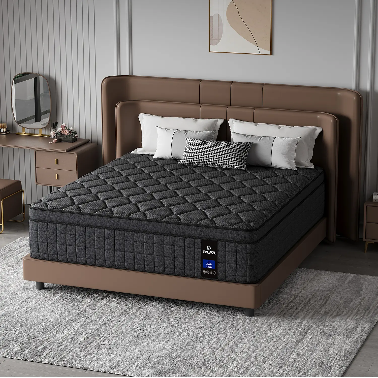 EVLWZL Hybrid Mattress - 12/14 Inch Twin, Full, Queen, King Size, Medium Firm, Memory Foam & Spring-Based, Ergonomic Design, Lumbar Support, Modern Furniture for Home & Hotels, Boxed Gift, Ergonomic Design Mattresses, Queen Size Mattress, Mattress Queen S