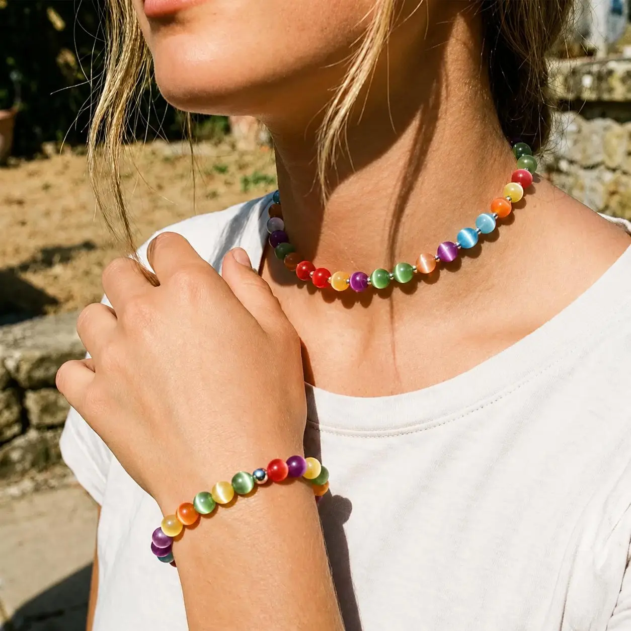 Sofia Dopamine Necklace - UV Reactive Necklace Waterproof - Summer Jewelry Stainless Steel, Stackable