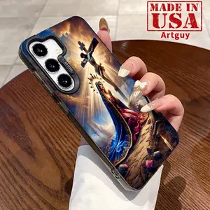Case Compatible with Galaxy S24 Plus S25 Ultra S23 Ultra S22+ Holy Cross  Patterned Shockproof Silicone PC Back Protective Smartphone Cover Cellphone Protective