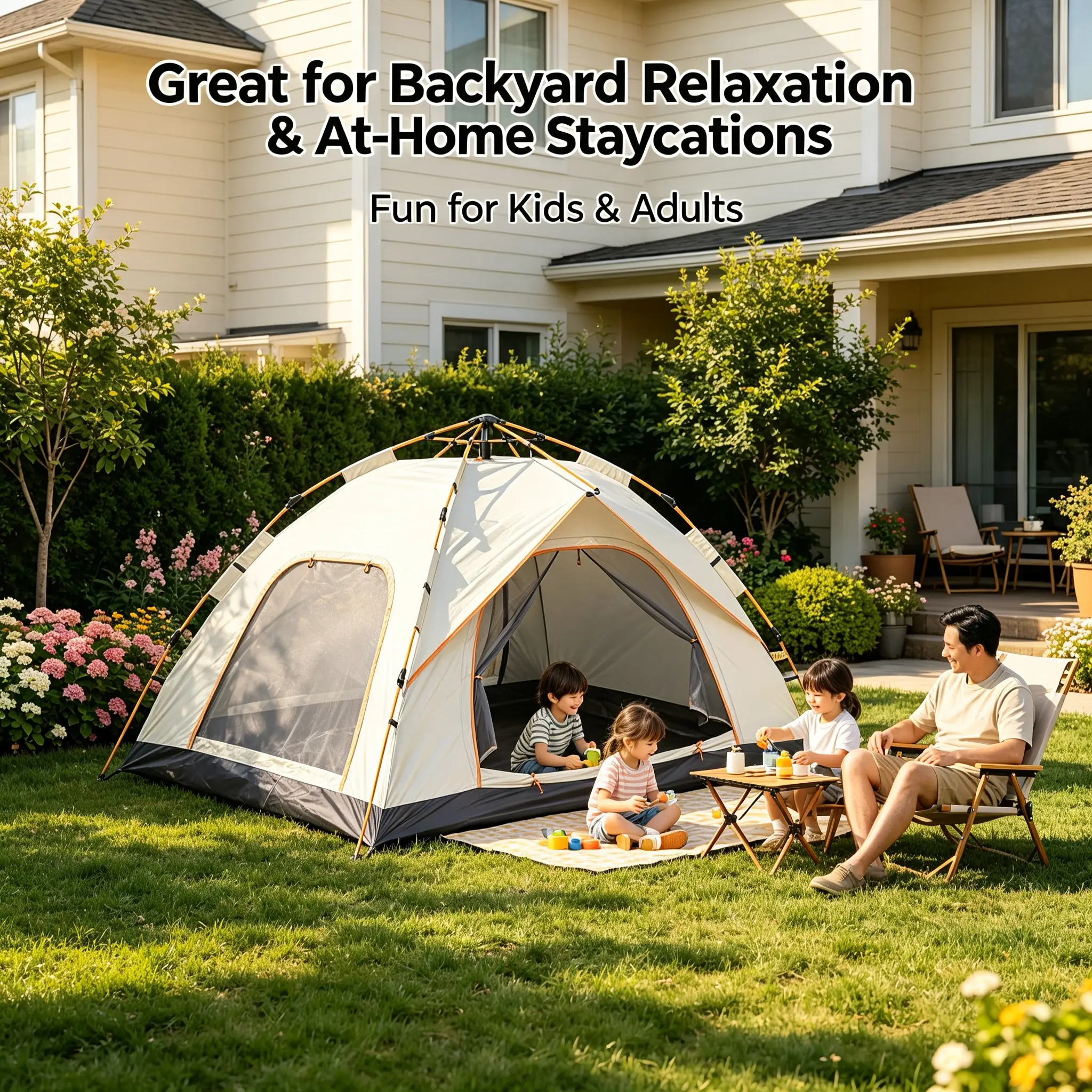 2-3 Person Instant Pop-Up Camping luxury Tent, All-Weather Waterproof UV-Resistant with Mosquito Net, Windproof Durable Frame, Quick Setup for Camping Hiking Essentials shelter