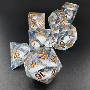 Aurora's Maelstrom – Liquid Core Sharp Edge Polyhedral DnD Dice Set (7pcs) for Dungeons & Dragons, TTRPG, MTG, Tabletop, Ideal Gift for DnD Players