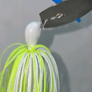 #B035 3/8 oz Bladed Flipping Bass Jig in Core White Chartreuse