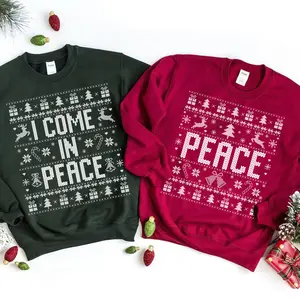 Ugly Christmas Couple Sweater, I Come In Peace Couple Sweater, Christmas Sweatshirts, Holiday Shirt, Christmas Sweater, Christmas Family Shirt