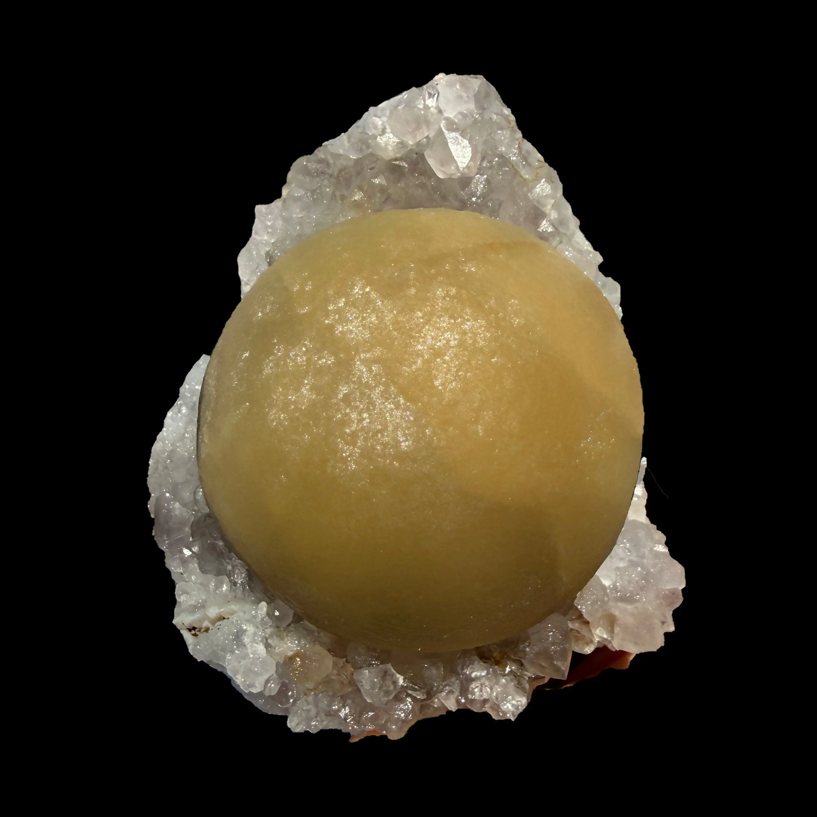 Yellow Botryoidal Fluorite on Amethyst Matrix – Indian Mineral Specimen from Madhya Pradesh # B DKT135
