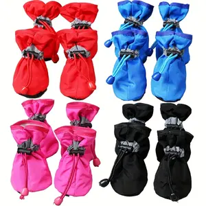 4 Pack Reflective Dog Shoes, Waterproof Anti-Slip Outdoor Pet Boots for Teddy & Poodle, Autumn Winter Puppy Footwear Protector