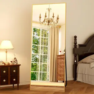 64"x21" Full Length Mirror Big Standing Mirror Freestanding  or Leaning Rectangle Floor Mirror  Alloy Thin Frame for Bedroom Living Room,