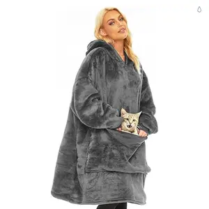 Wearable Blanket Hoodie for Adults Women Men Oversized Soft Warm Sherpa Fleece Hoodie with Giant Pocket for Pets
