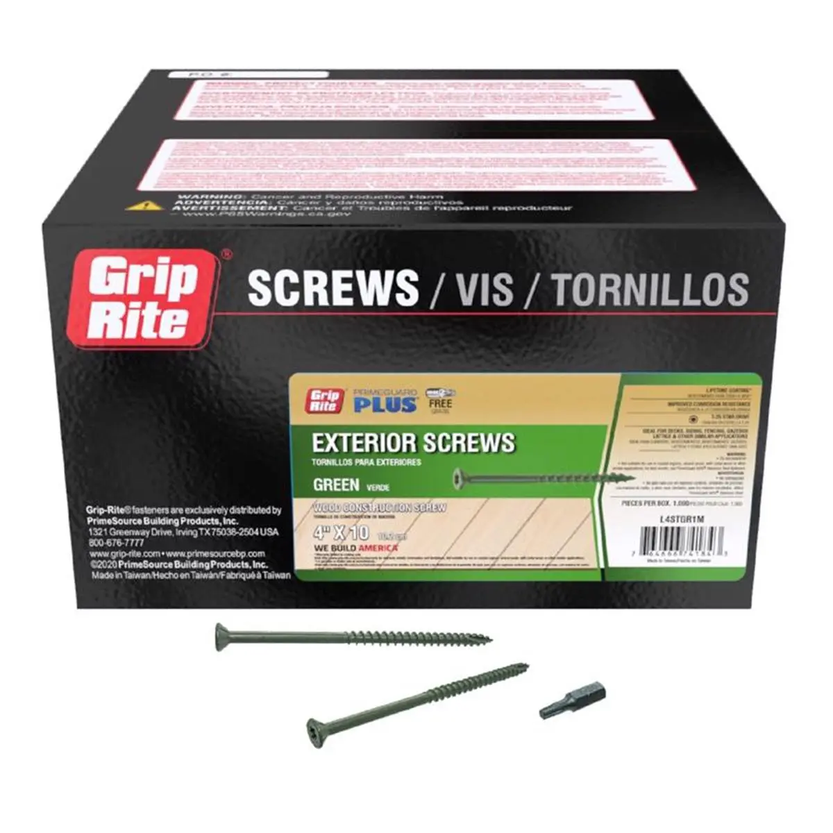 212 MAIN Heavy Duty Outdoor Steel Deck Screws, No. 10 Coarse Thread, 4 in. PrimeGuard Plus Star Drive, Type 17 Point, Bit-Included, Ceramic-Coated Stockup Pack of 1000 for Decks, Fences