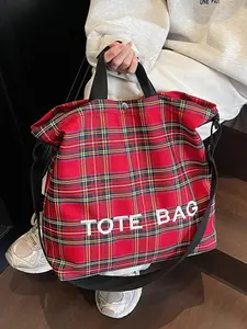 Fashionable Plaid Pattern Tote Bag, Casual Large Capacity Shoulder Bag for Women, Trendy All-match Bag for Daily Use