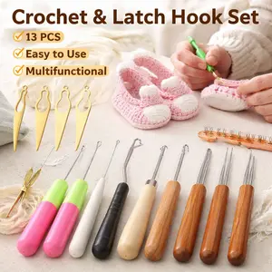 Dreadlock Interlocking Tool Set 13 Pcs – Crochet Hooks, Bent Latch Hooks for Locs, Hair Braiding Needles, Loc Maintenance Kit