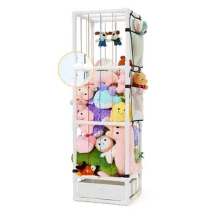 Shelves Racks Drawer, Space Save Stuffed Animal Holder ABS Plush Storage, Stuffed with Mesh Pockets for Nursery Playroom Bedroom Organizer Shelf