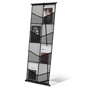 【Father's Day Gift】VEVOR Smooth 4-Tier 8-Pocket Mesh Literature Display Stand, Floor-Standing Brochure Holder, Lightweight Portable Rack with Carrying Bag for Shop Exhibitions, Office (Pet Supplies Compatible)