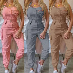 Women'sworkoveralls,waistband,sleevelessoveralls,simpleleggings