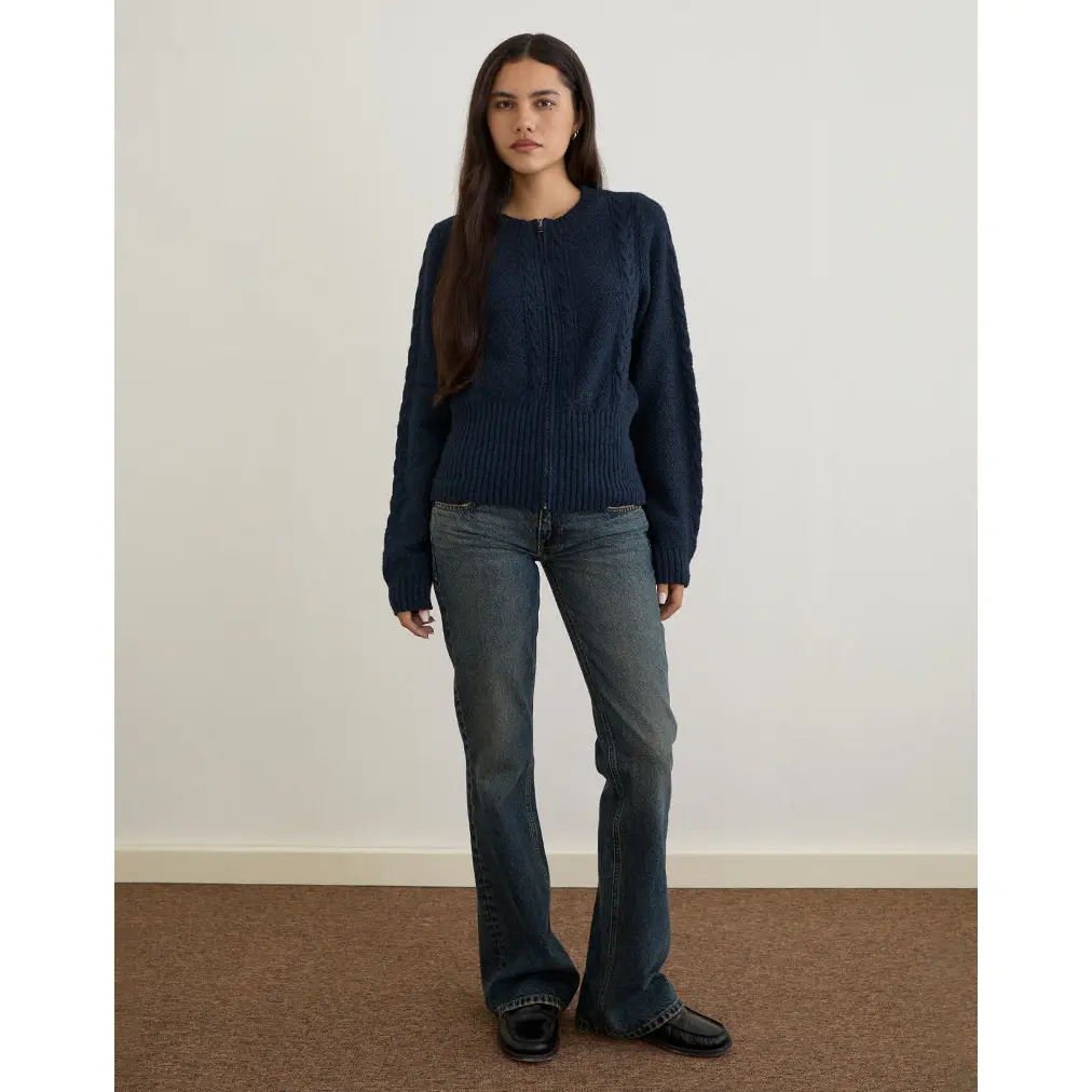 Anitra Cardigan in Cable Knit Navy