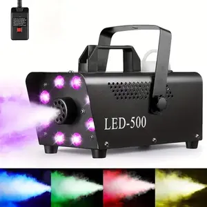 500W Smoke Fog Machine with 8 LED 13 Color Lights Auto Spray Timer Remote Control Professional Stage Fogger 110V ABS for Halloween Christmas Parties DJ Weddings