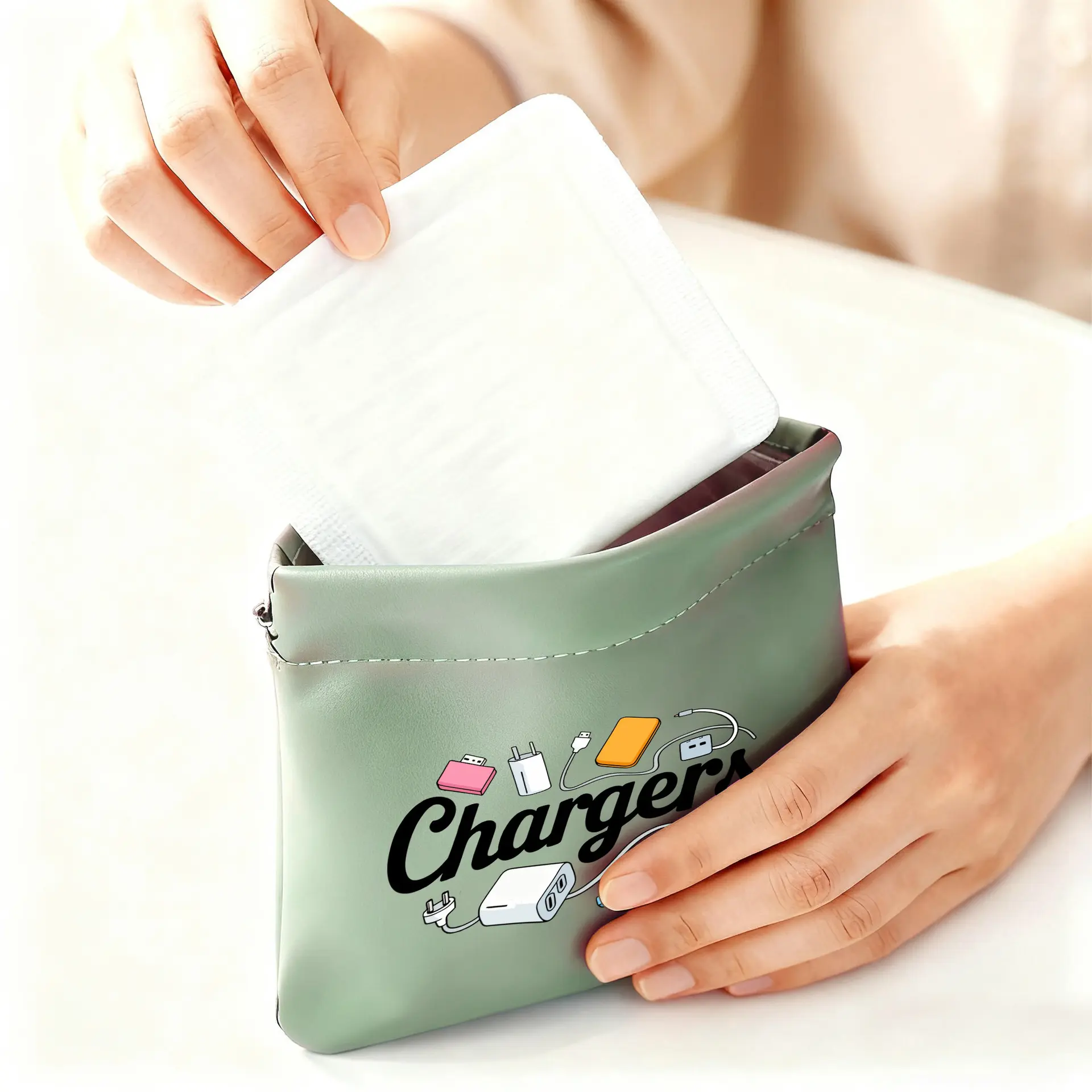 Portable Cable Storage Pouch, Cartoon Chargers Print Electronic Accessory Bag,Organizer Case for Charger, USB Cables, Earphones, Power Bank, Travel Small Storage Bag