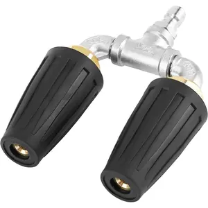 Dual Turbo Nozzle Pressure Washer, 2.0mm Orifice Twin Turbo Nozzle, 360 °   Rotating Power Washer Nozzle, 4-6 GPM, 4000 PSI, 1/4 Inch Quick Connector