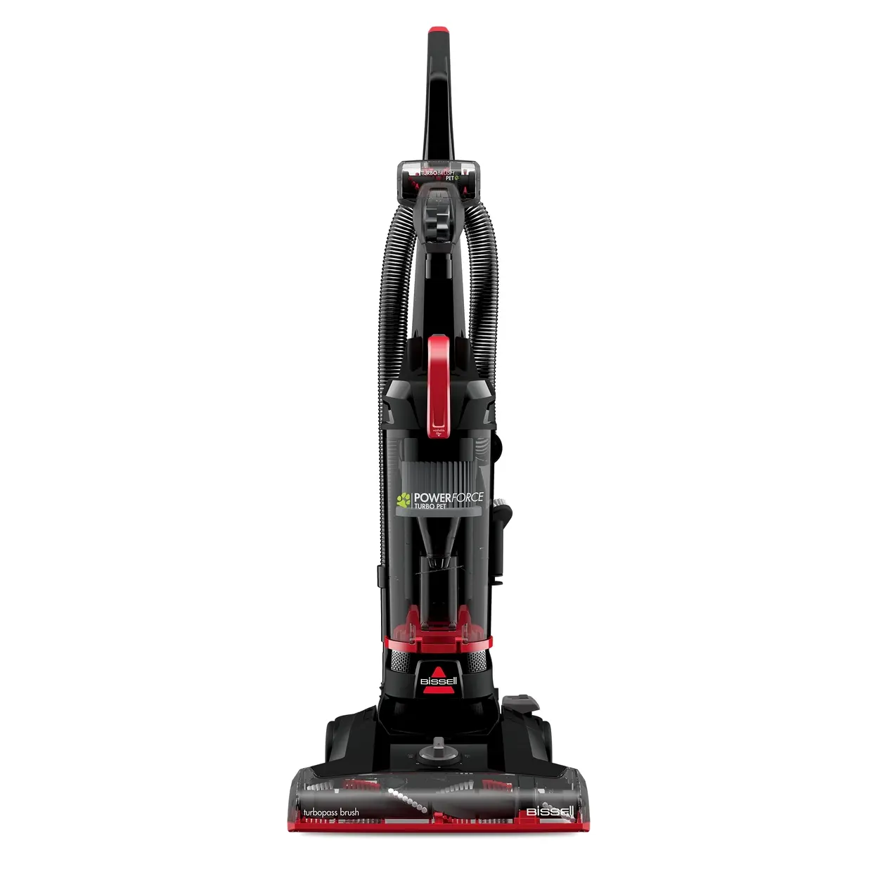 BISSELL PowerForce Helix Turbo Pet, Bagless, Upright Vacuum, Pet Friendly, Specialized Pet TurboBrush Tool, Wide Cleaning Path, Easy Empty Large Capacity Dirt tank, 3332, Black & Red