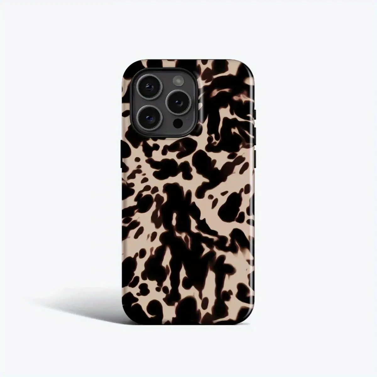 Beige Tortoiseshell TPU Smartphone Casing - Golden Tortoise Pattern Shockproof Protection Accessory Compatible with iPhone 16 Pro Max, 16, 15 Plus, 14 Pro, 13, 12 Mini & Other Handheld Devices