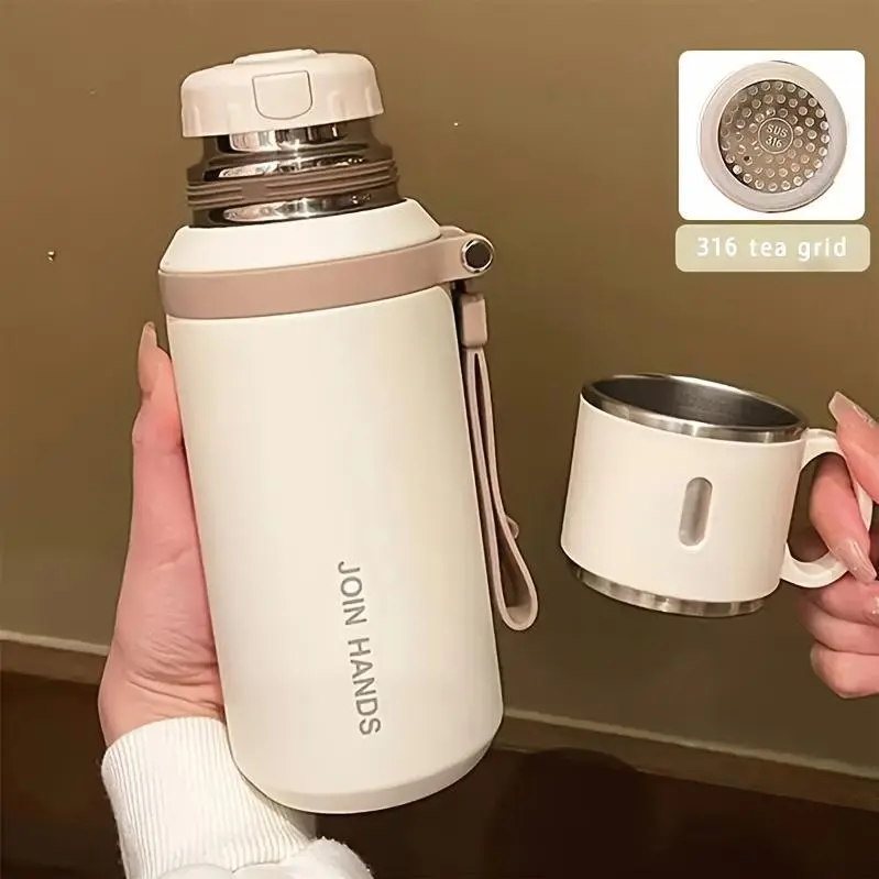 600ml - 20.29oz Double-Wall Vacuum Insulated Stainless Steel | Leak-Proof Lid with Handle, Suitable for Outdoors, Travel, Office, Gym - High-Quality Insulation, - Includes Cleaning Brush
