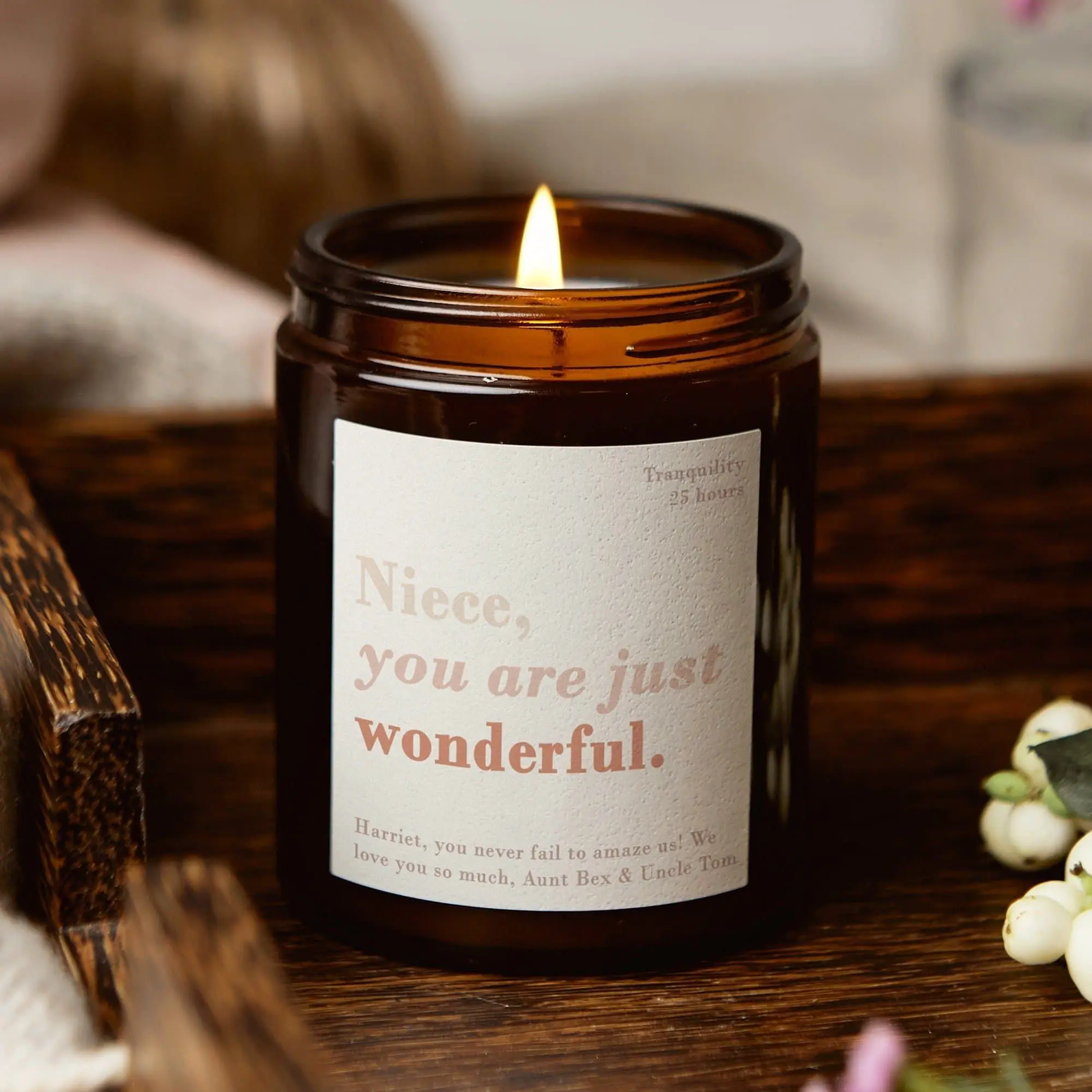 Niece You Are Wonderful Gift Candle, Personalised Christmas Gift For Niece, Christmas Scented Candle