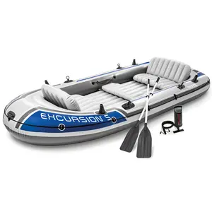 Intex Excursion 5 Person Inflatable Boat, Water Fishing River Raft Set w/Oars Intex Excursion 5 Person Inflatable Boat, Water Fishing River Raft Set w/Oars