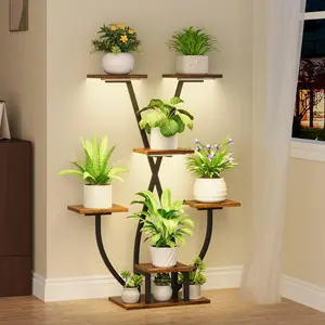 Plant Stand with Grow Light - 7 Tiered Corner Plant Stand for Multiple Plants, Metal Plant Shelf Indoor Display Rack Holder, Modern Flower Stand Garden Planter Hanging Planters summerwins