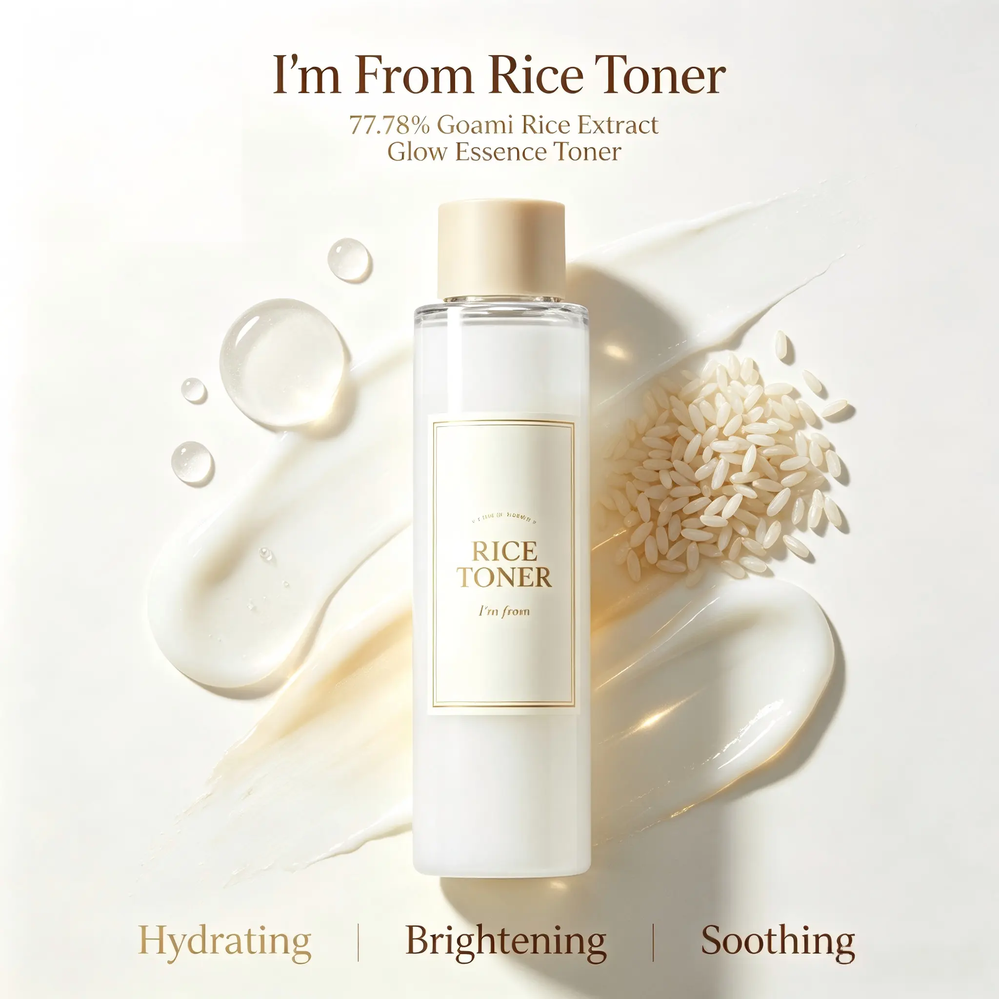 I'm From Rice Toner 150ml, Hydrating Brightening Vegan Fragrance‑Free Facial Toner, 77.78% Rice Extract Essence Water, Glass Skin Korean Skincare, Moisturizing Soothing Toner for Dry Dull Uneven Sensitive Skin, Minimize Redness & Boost Skin Glow