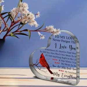 Heart Shaped Acrylic Ornament – Romantic Gift for Girlfriend or Boyfriend, Anniversary & Birthday Keepsake for Him or Her, Love Home Decor