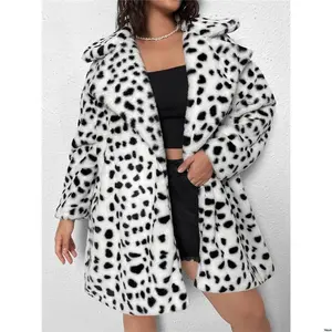 Loose Fuzzy Shoulder Drop Size Plus Priv tiktok é Dalmatian Pattern Coat For Winter Can be used with raincoat