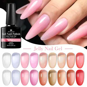 MSRUIOO 8ml Jelly Nude Gel Nail Polish, Transparent Pink Color Crystal Clear Gentle Temperament Soaking UV LED Nail Varnish, Perfect for Summer Fashion-forward Jelly Nail Art Design