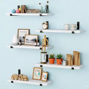 5/8pcs Floating Wall Shelves, Wall Mounted Storage Organizer for Bedroom, Living Room & Kitchen