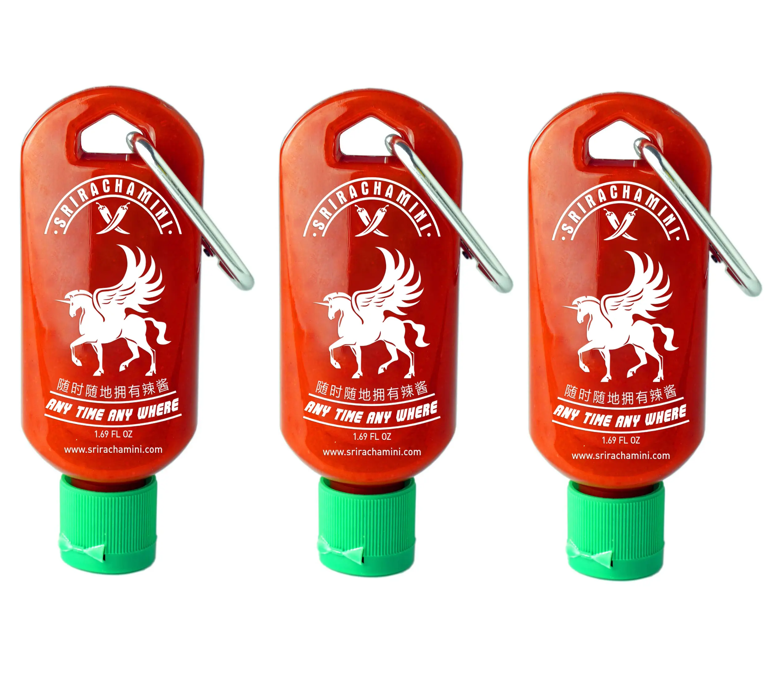 Sriracha Mini Hot Sauce Keychain Bottle 3-Pack, 1.7oz (Sauce Not Included)