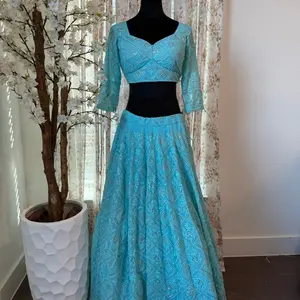 Blue Color Lehenga Choli with dupatta - Simple Blue Lehenga as Described