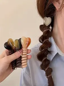 Stylish Mixed Heart Wire Hair Tie Scrunchie Set, 2026 New Arrival Elegant Hair Accessories Set for Women & Girls, Minimalist Headwear Suitable for Thick Hair