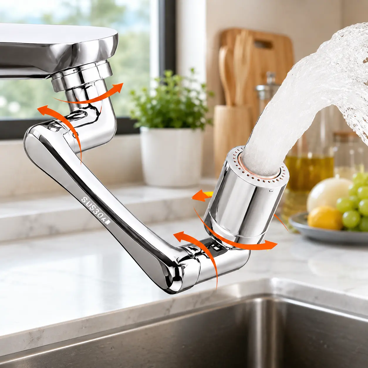 1440° Rotatable Faucet Aerator Extension, Dual-Mode Water-Saving Faucet Sprayer, All-Angle Control Tap Head Attachment for Kitchen and Bathroom, Kitchen Sink, Bathroom Faucets