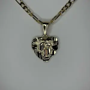 The Royal Nugget Heart Drop Large Pendant Necklace with Gold-plated Chain and Unique Design for Women