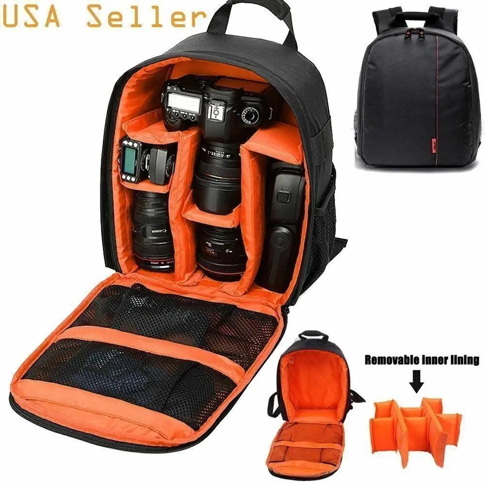 Adjustable Waterproof Camera Backpack - DSLR Shoulder Bag with Flash Compatibility, Sponge Padding, Memory Card Slots, Lens Compartments, Durable Fabric, Portable Design for Digital Camera Accessories