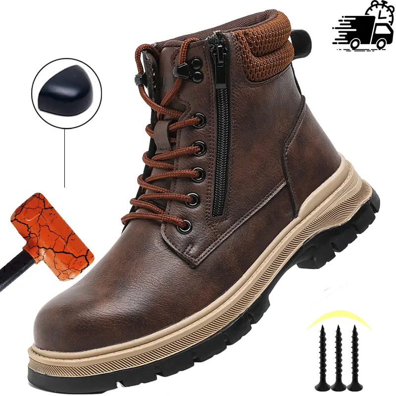 Safety Shoes Men Work Sneakers Indestructible Shoes Puncture-Proof Protective Shoes Work Boots Water resistant Slip Resistant Construction Work Shoes wear resistant best steel toe non-slip work shoes Closed Footwear