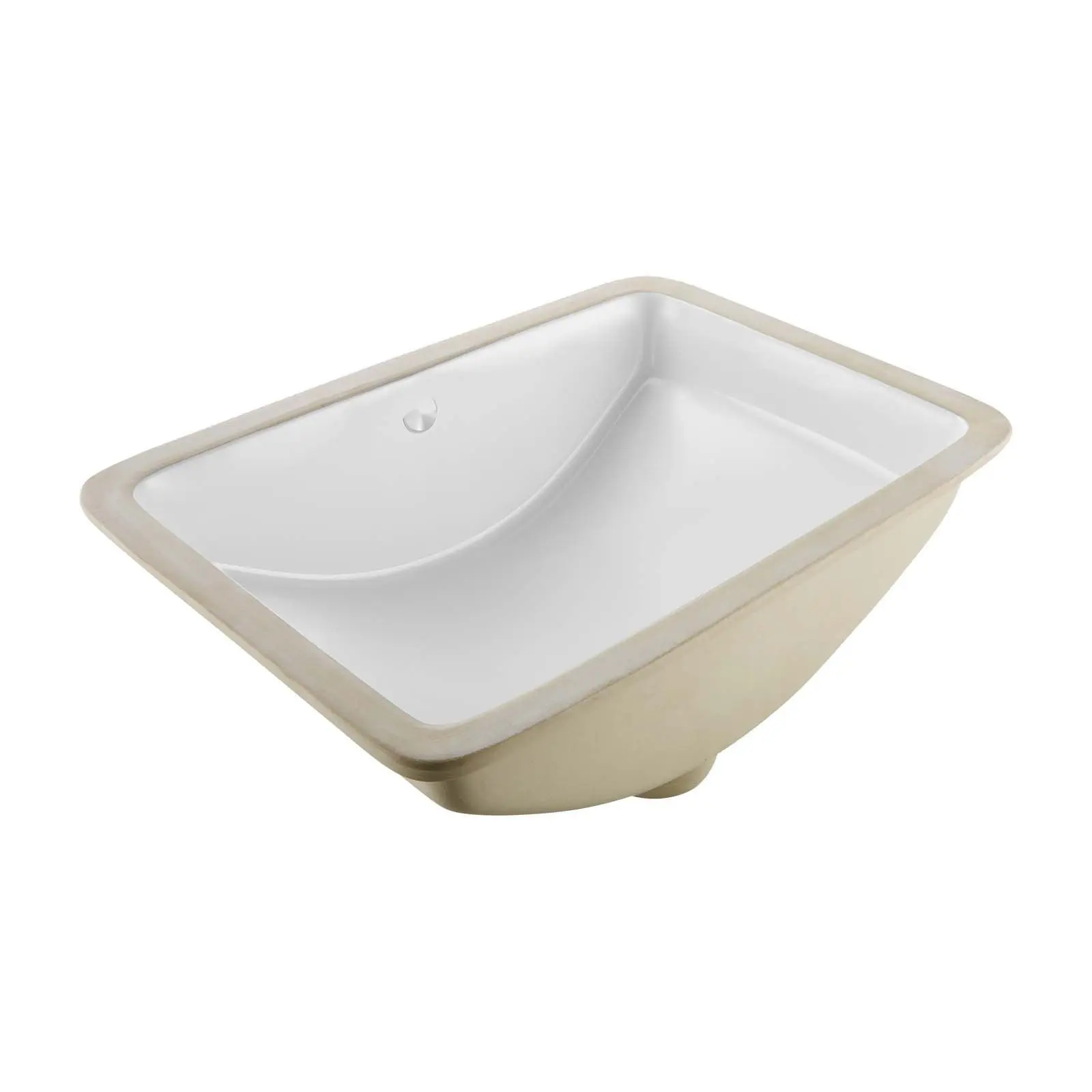 Undermount Bathroom Sink, 20.87 x 14.76 Inch Rectangular White Ceramic Vessel Sink With Overflow Hole, Under Counter Drop-In Design For Modern Lavatory Vanity Bath, Wash Basin Rectangle For Small Space