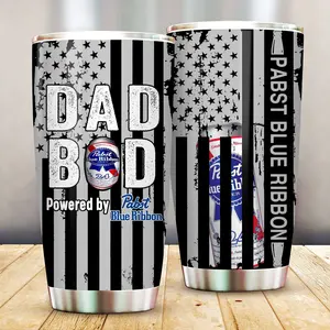 Pabst Blue Ribbon Dad Bod 20oz Tumbler, Industrial Patriotic Design for Beer-Loving Dads, Perfect Father’s Day Gift - Drinkware Portable Beverage