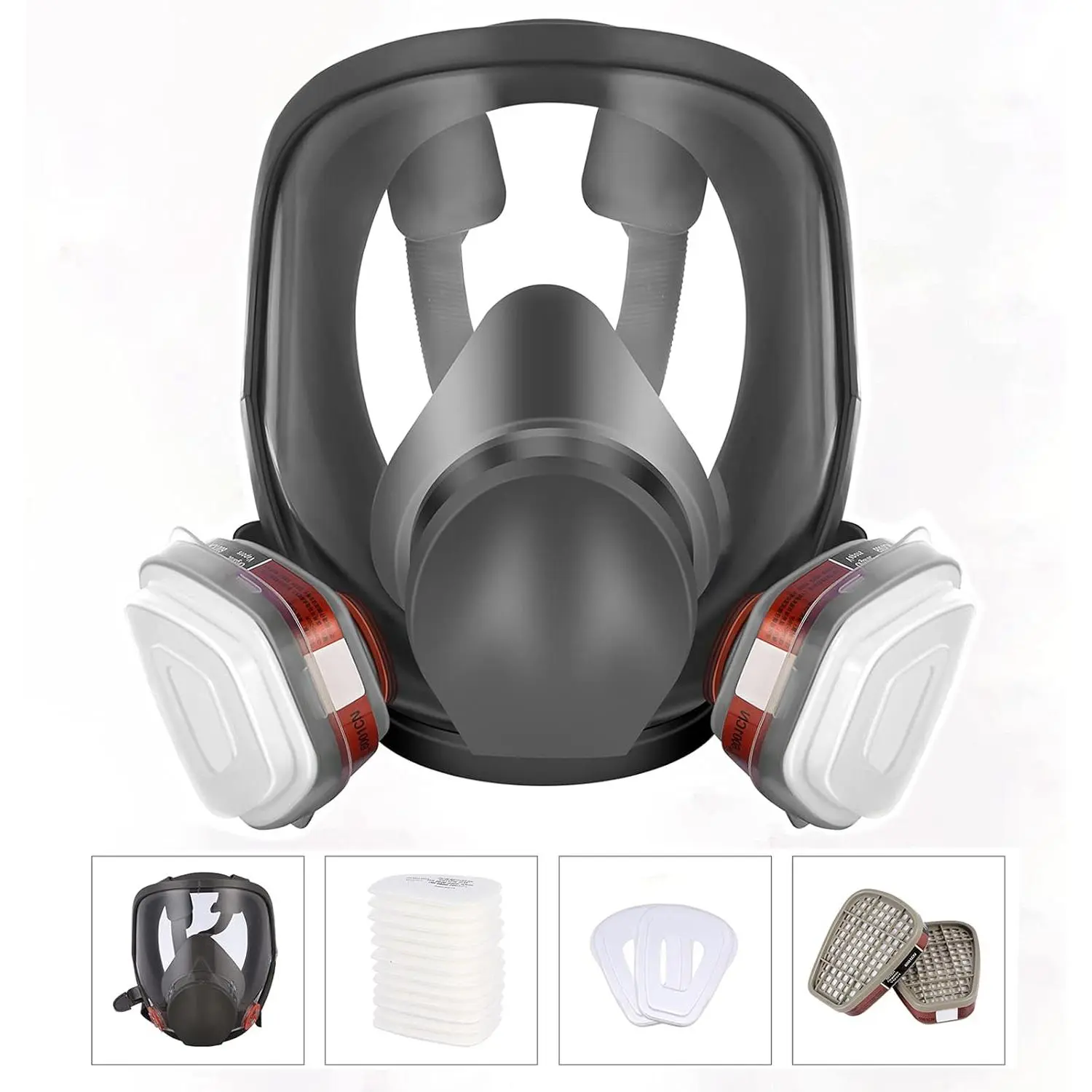6800 Reusable Full Face Silicone Mask with Double Filter System - Comfortable Respirator for Paint, Blocking Harmful Substances, Graffiti, Dust, Chemicals, Formaldehyde (Tools & Hardware Welding/Soldering Accessories), Block Harmful Substances