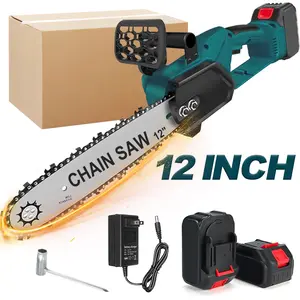 Brushless 12-Inch Electric Chainsaw Cordless,3.0Ah Battery Chain Saw 48VF battery operated Portable Compact Saw Handheld for Wood Cutting Upgraded Brushless Motor
